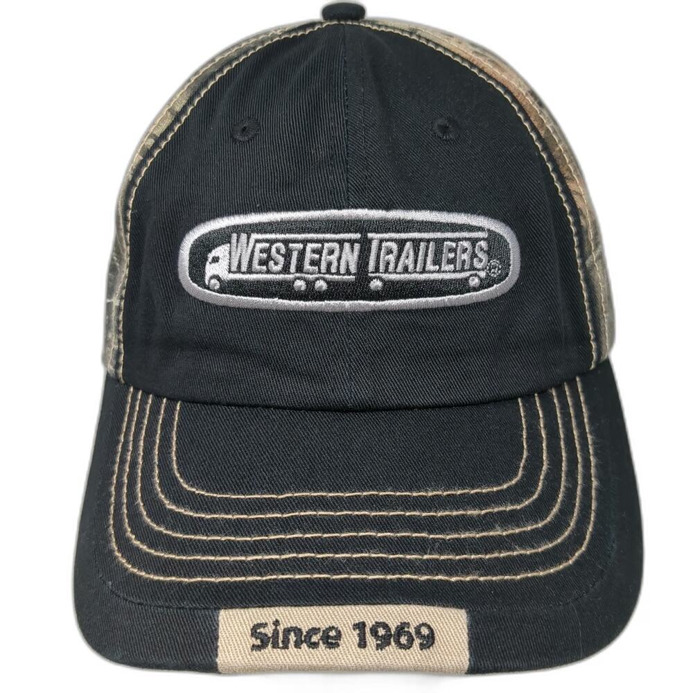 Black Western Trailers Baseball Cap One Size 1969 Camo Strapback Trucking Hat